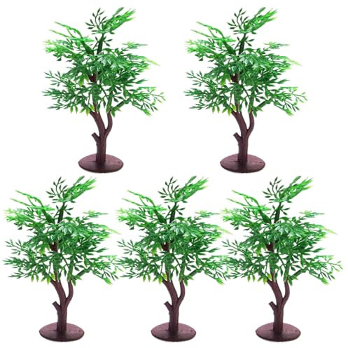 Lot de 5 mini arbres artificiels en plastique, petits arbres polyvalents nécessitant peu d'entretien pour le bricolage, la construction de modèles de paysage, petits arbres verts, arbres jouets, mini