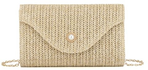 Syrads Straw Handbags Clutch Evening Bag for Women Woven Beach Clutch,Beige Yellow