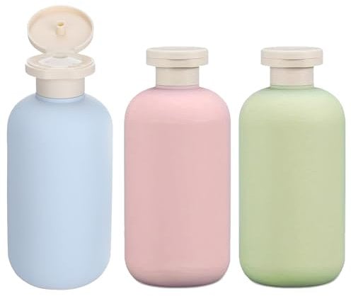 QhgPnt 3 PCS 200 ML Squeeze Travel Plastic Bottles, Refillable Travel Container, Leakproof Travels Size Bottles with Flip Cap for Shampoo, Shower Gel, Creams, Lotion