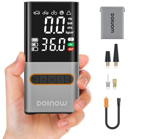 DOINOW Kabelloser Elektrische Luftpumpe mit 5 Modi Tragbare Akku Fahrradpumpe alle ventile, LED-Licht, Mini Wiederaufladbar Kompressor Reifenpumpe für Fahrrad E-Bike Auto Motorrad Bälle