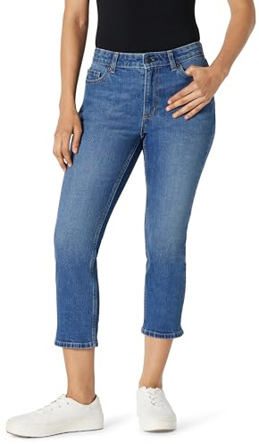 Amazon Essentials Vaqueros Tipo Capri de Tiro Medio, Corte Ajustado y Elasticidad Media Mujer