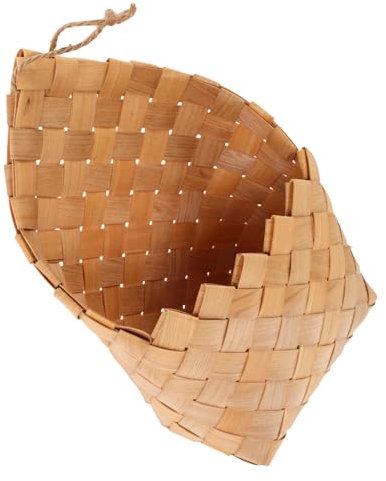 ibasenice Hanging Flower Basket Woven Wall Decoration Rustic Wood Chips Plant Pot for Home Office Space Saving Floral Display present for Pastoral Style Lovers