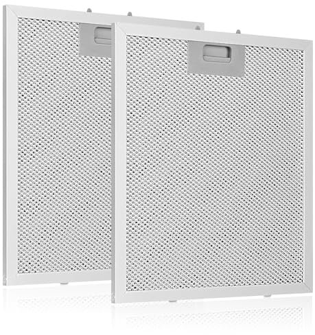 2 Pack 5-Layer Aluminium Cooker Hood Filter, 320x260mm, Metal Grease Filter Aluminum Mesh Hood Vent Filter Replacement Compatible with Many Leading Range Hoods
