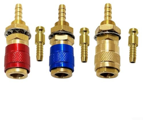 Lot de 3 raccords rapides en laiton pour tubes de gaz et d'eau 8 mm