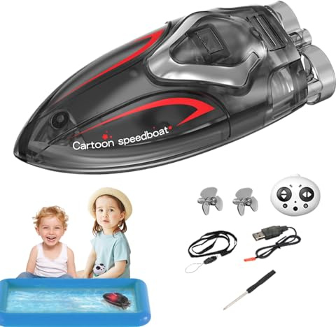 Xinhuju Bateau RC - Mini Bateau acrobatique Jouet Portable pour Piscine 2,4 GHz pour en Plein air