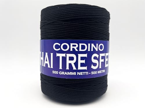 CORDINO THAI TRE SFERE 500GR/500MT PER BORSE E LAVORI ALL'UNCINETTO (NERO 270)