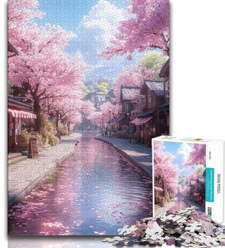 Puzzle 1000 Teile für Teenager-Geschenke Japanische Kirschblüten Puzzles für Erwachsene Lernspiele DIY-Spielzeug Tolle Geschenke und Spielzeuge 26x38cm