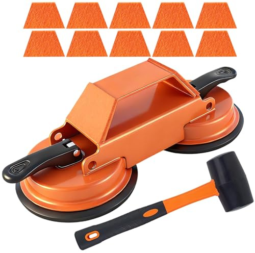 Laminatboden Verlegungswerkzeug,Laminat Verlegeset,Gummihammer Geliefert | Doppelt Vakuum Fliesen Und Bodenlatten Greifer,Saugheber Laminat für Sockelleisten Bau Reparatur,Holzböden