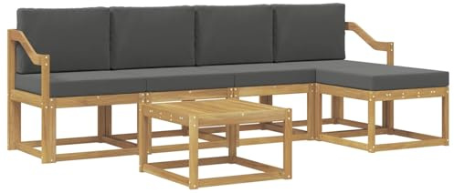 vidaXL Outdoor-Sofagarnitur mit Kissen 6 pcs Weiß und Anthrazit, Garten-Couch, modernes Sofa-Set für draußen, langlebige Möbel, Coole Terrasse, stilvolles Loungen im Freien