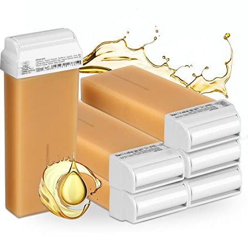 Kosmetex Argan Wachspatronen Haarentfernung, Roll On Wax Roller, Warmwachspatronen, 6x 100 ml
