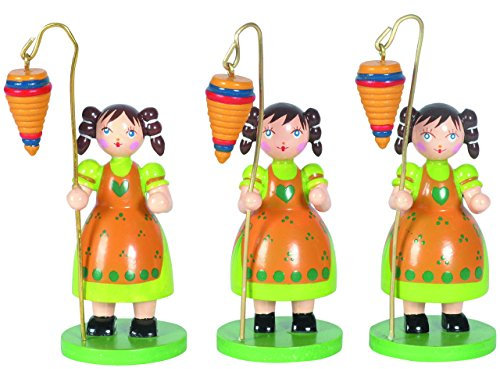 Osterdeko Blumenkind Mädchen mit Laterne, H: 10 cm aus Holz im Kunsthandwerks-Stil, 3 Stück, Osterfigur, Frühlings-Deko