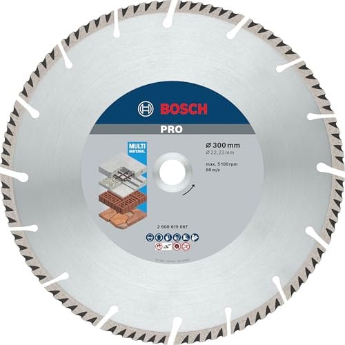 Bosch 1x PRO Multi Material Diamond Cutting Disc for Bore 22.23 and Large Angle Grinders (for Concrete, Reinforced concrete, Ø 300 mm, Professional Accessory Large Angle Grinder)
