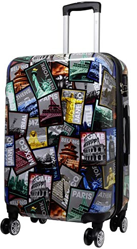 Polycarbonat Reisekoffer Trolley Hartschale - Design Weltreise Paris New York Athen Rio (Citykoffer)