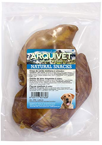 Arquivet Mittelgroßes Schweineohr - Natürliche Snacks für Hunde - (2 Stück Tasche)
