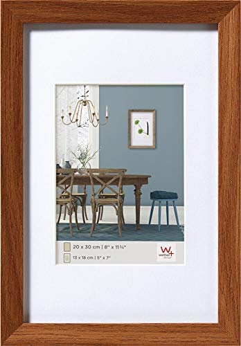walther design Bilderrahmen eiche dunkel 40 x 50 cm mit Passepartout, Fiorito Holzrahmen EF050P