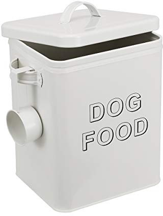 Dog Food Storage Container Farmhouse Pet Food Storage Containers with Lid and Scoop, Perfect Vintage Durable Canister Treats Tin for Kitchen Countertop, Shelf, Great Gift for Pet Owners - Dog Food