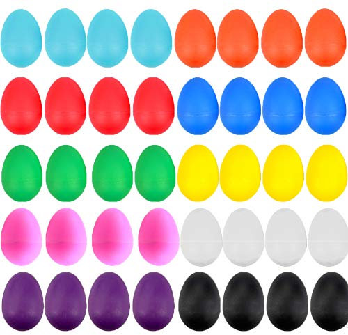 FOVERN1 40-Piece Colorful Maracas Egg Shakers for Kids - DIY Painting Musical Toys (10 Colors)