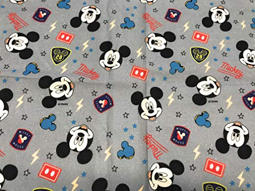Baumwollstoffe, Disney-Stoffe, MICKEY MOUSE CARAS, Kinder-Stoffe, 1 m x 140 cm, kostenlose Stoffe