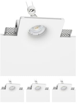 ledscom.de 4 Stück LED Gips Einbaustrahler GIEDI DIY, inkl. GU10 Lampe (weiß, 5,3W, 504lm, 50°)