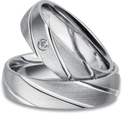 Kolibri Rings - Massive Silber Eheringe Rhodiniert Zirkonia Stein Trauringe Partnerringe Freundschaftsringe 100% Made in Germany - Gravur und Etui