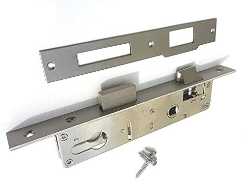 Odie Tom Serrure à mortaise en acier inoxydable, serrure à clé, serrure de portail, distance de 25 mm, étroite 85 mm, serrure à cadre tubulaire, résistant à la corrosion, sécurise les entrées dans les