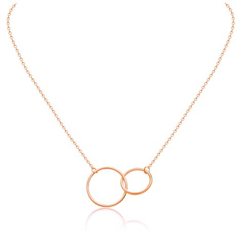 AFSTALR Rosegold Kette mit 2 Ringen Neinander Verschlungene für Damen Ringe Kette Zwei Kreise Halskette für Frauen
