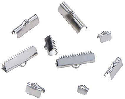 Airssory 70 Pcs 7-Size Stainless Steel Leather Suede Ribbon Crimp Ends Kit Pinch Crimp Clamp End Findings Cord Ends Fasteners Clasp for Bracelet Bookmark Necklace Choker Jewellery Making