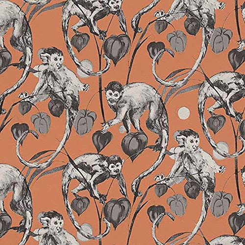 Sample Monkey Jungle Wallpaper Textured Embossed Tropical Vinyl Orange