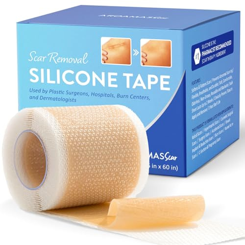 Aroamas Scar Feuilles de cicatrices en silicone 1,6 x 60 cm pour adoucir et aplatir les cicatrices, césarienne, chirurgie chéloïde, retrait indolore, réutilisable, lavable, approvisionnement de 6 à 8