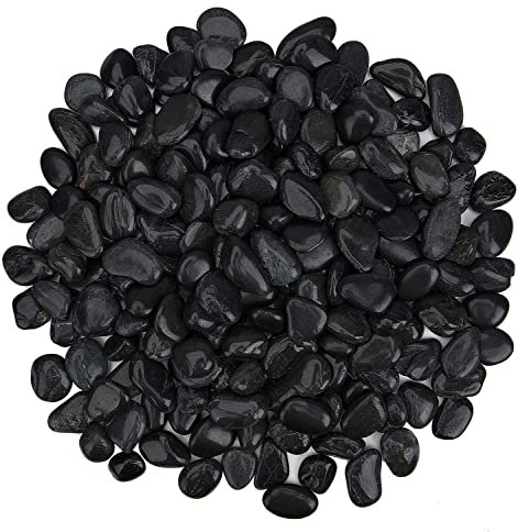 Hisredsun 10.5 lb Black Decorative Stones,0.4-1 inch Natural Polished Pebbles for Plant Pots,River Rocks for Landscaping, Vase Fillers,Succulents,Aquarium and Garden Decoration