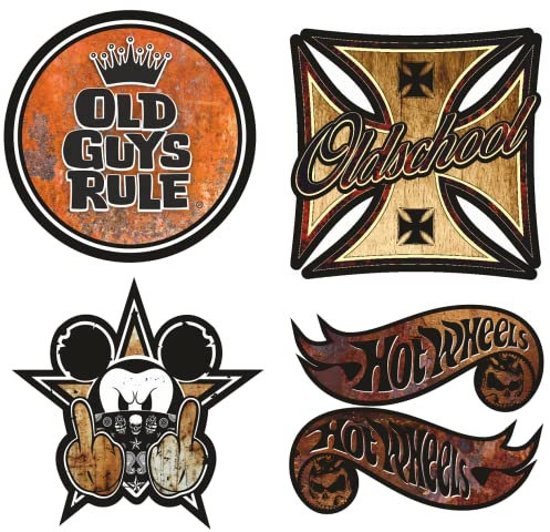 cut-it folientechnik & design MG655 / Rost Set 6,5cm Aufkleber Oldschool Skull Old Guys Rule Ratte Rusty Rat Look Auto Sticker Kult Vintage Retro