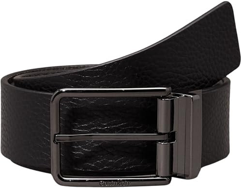 Calvin Klein Herren Gürtel Ledergürtel, Schwarz (Ck Black/Dk Brown), 90 cm