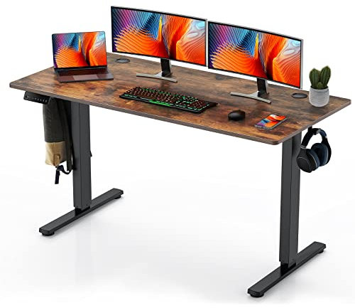 Sweetcrispy Stehpult, Elektrischer Stehtisch, Rustikal, Braun, 55 x 24 46in, Arbeitsplatz, Büro, Schlafzimmer