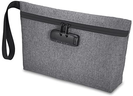 Brifit Security Smell Proof Bag with Combination Lock, 13 x 8 Inches Waterproof Money Bag, Men & Women's Smell Proof Pouch, Portable Carry Handle Bag for Cash, Travel, Bank Deposits, Credit Cards