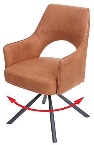 Mendler Esszimmerstuhl HWC-K30, Küchenstuhl Lehnstuhl, drehbar Auto-Position, Stoff/Textil MVG - Wildleder-Optik braun