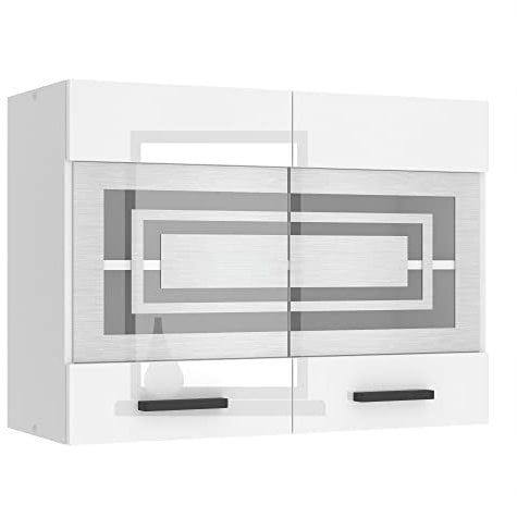 Belini Hängeschrank Küche, Küchenschränke SGW. Breite 80 cm. Oberschrank mit 2 Türen, Küchenhängeschränke, Wandschrank Hängend, Weiß Hochglanz