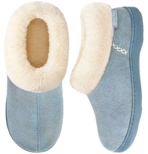 EverFoams Women's Fuzzy Plush Lined Slippers,Size 3-4 UK