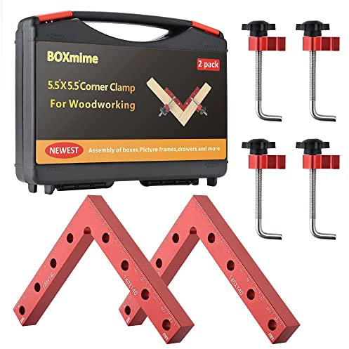 BOXmime Corner clamps for woodworking,5.5x5.5Right Angle Clip Fixer for Carpenter,90 degree angle clamps wood tools for assembly of boxes,shelves,Picture frames,pocket holes,drawers and more
