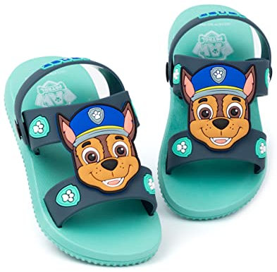 PAW PATROL Sandalen Jungen | Kinder Kleinkinder jagen die Polizei Polizist Hund Charakter Slider mit Stützgurt | Blaue Sommerschuhe