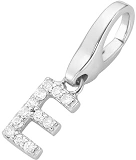 Giorgio Martello Milano Charm Buchstabe E, Zirkonia Steine, Silber 925