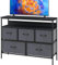 KU Syang 5-Drawer Chest of Drawers with TV Stand | Heavy-Duty Steel Frame & Scratch-Resistant MDF Top | Multi-Functional Storage Unit with Fabric Drawers for Bedroom & Living Room Hallway Black