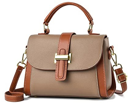 NICOLE & DORIS Kleine Handtasche Damen Mode Umhängetasche Elegant Schultertaschen PU Leder Satchel Handtasche Mehrfarbige Henkeltasche Mädchen Crossbody Bag Khaki