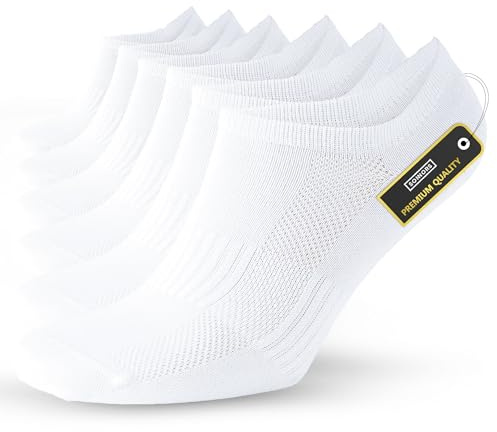SONNORS 6-Pairs Ankle Socks for Mens Womens - Trainer Socks Breathable Organic Cotton Low Cut Short Anti Blister Running Sock - Black White Gray 4-Sizes