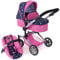 Bayer Chic 2000® 3in1 Kombi Puppenwagen Linus - Butterfly Navy-Pink- faltbar, höhenverstellbarer Griff 47-78 cm, mit Autositz – Puppen bis 52 cm, 4-8 J.