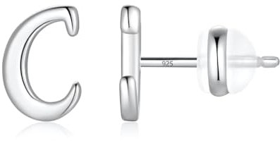 TINGN Ohrstecker Ohrringe Silber 925 Mädchen Damen, Anfangsbuchstaben C Medizinische Ohrstecker Silber Schmuck Frauen Mädchen Geburtstag Muttertag Weihnachten Personalisierte Jugendweihe Geschenke