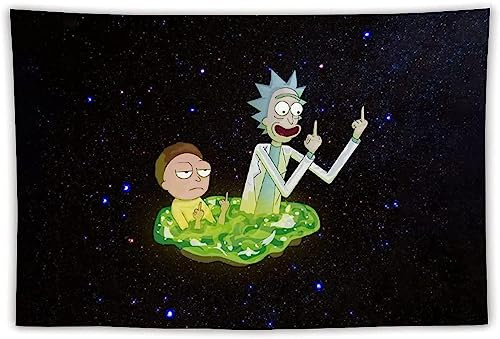 TANOHA Wandteppich, Rick und Morty Wand Dekor waschbar Wandteppich, Wohnzimmer Schlafzimmer Schlafsaal Zimmer Home Decor.,150x130cm