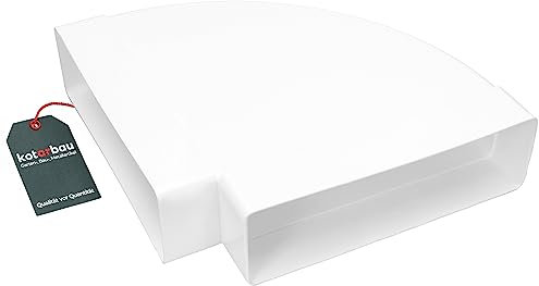 KOTARBAU® Umlenkstück 204 mm x 60 mm Horizontales 90° Kanalbogen Kanalverbinder Eckig Flachkanal Abluft Zuluft Kunststoff Winkel Luftkanal Weiß