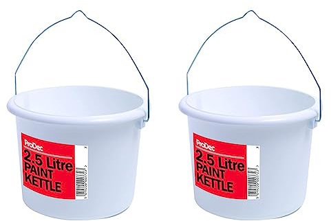 ProDec 2.5 Litre Plastic Kettle for Decanting Paint, Varnish, Wood Treatments from Larger Cans and Mixing Wallpaper Paste, Ideal for Working On Ladders and Platforms (Pack of 2)