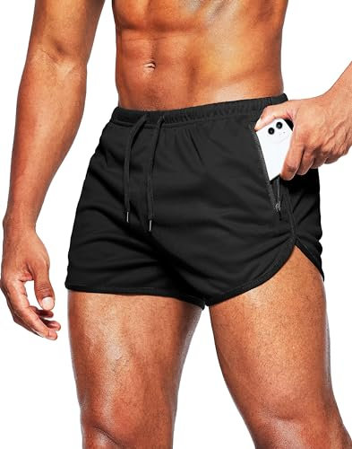 Alienjoy Herren Shorts Sport Hosen Laufshorts 3 Inch Sommer Trainingshose Fitness Outdoor Sporthose Athletic Jogging Shorts mit Reißverschluss Taschen