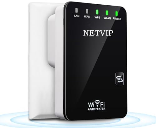 NETVIP WLAN Repeater Router Wi-Fi Verstärke Range Extender Wi-Fi Signal-bosster Wireless Access Point 2.4GHz mit WPS Funktion Willigt IEEE802.11n/g/b(300Mbit/s) Kompatibel mit Allen WLAN Geräte